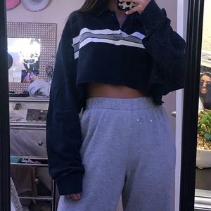 striped cropped button up